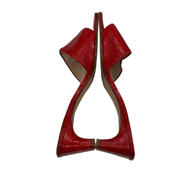 Ann Marino Red Leather Block Heel Slide Sandals Size 9 1/2 Women’s - Picture 6 of 11